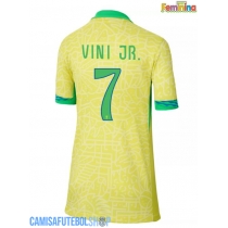 Camisa de time de futebol Brasil Vinicius Junior #7 Replicas 1º Equipamento Feminina Copa America 2024 Manga Curta
